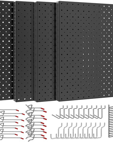 Ultrawall Metal Peg Board Panels with Hooks, Pegboard Wall Tool Organizer for Garage, 74pcs Peg Board with Accessories, 16"X12"