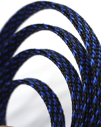 30ft PET Expandable Sleeving Wire Cable Sleeve (1/3", Blue&Black)