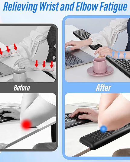 ELZO Desk Elbow Pads (2-Pack) L-Shaped Rest for Desk, Ergonomic Arm Rest Support, Memory Foam Desk Edge Cushion for Palm, Wrist & Forearm, Prevents Elbow & Wrist Strain
