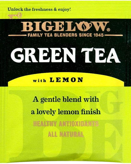 Bigelow Green Tea with Lemon Tea Bags 28-Count Box (Pack of 1) Green Tea Bags with Lemon Peel and Natural Flavors Rich in Antioxidants