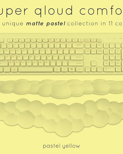 Qloud Cloud Wrist Rest Keyboard Wrist Rest for Computer Keyboard Pad, Cloud Keyboard Wrist Rest, Wrist Pad for Keyboard, Memory Foam, Non Slip Base, Comes with Mouse Pad - Yellow