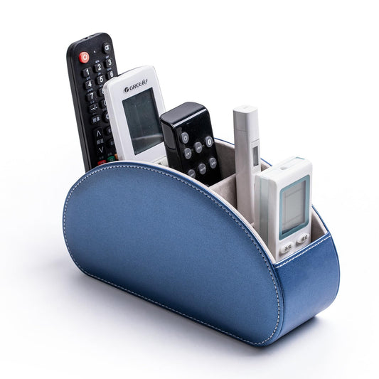 Remote Control Holders Organizer Box with 5 Compartment PU Leather Caddy