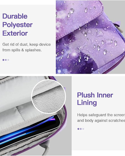 MoKo 12.9 Inch Tablet Sleeve Bag, Fits with 13 Inch New iPad Pro M4 & Air M2 2024, iPad Pro 12.9 M2&M1, Galaxy Tab S8+/S9+ 12.4, Handle Carrying Case with Shoulder Strap, Purple Starry Sky