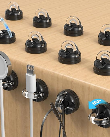 8-Pack Cord Organizer Holder, 360° Rotatable Charger Holder for Nightstand & Appliance Cord Management, 8mm Slot Magnetic Cord Clip with Strong Adhesive for Desk, Office, Kitchen