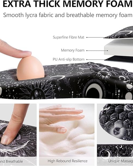 Mouse Pad Wrist Support, 2 in1 Keyboard Wrist Rest+ Ergonomic Mouse Pad, Non-Slip Wrist Rest for Computer Keyboard, Made Easy Typing & Relieve Wrist Pain(Sun Moon)