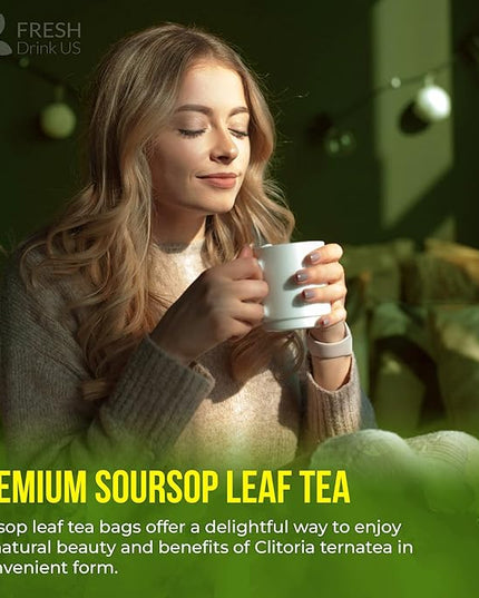 40 Premium Soursop Graviola Leaf Tea Bags, 100% Natural and Pure from Soursop Leaves, Handmade, Made With Natural Materials-Corn Fiber Tea Bag, Sugar/Caffeine/Gluten Free, Hoja Guanabana Tea