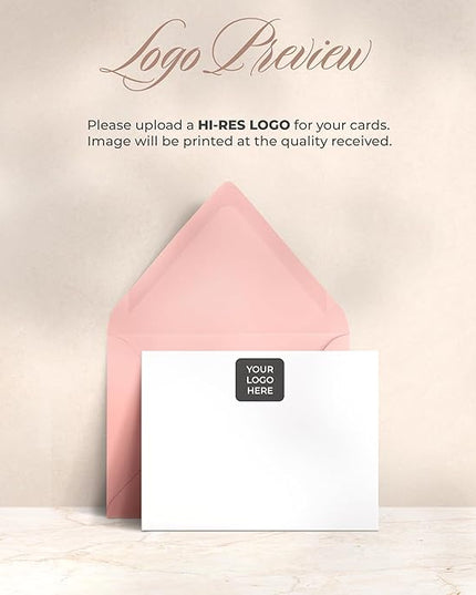 Curio Press Personalized Stationery for Women & Men - A2 Business Flat Thank You Cards with Custom Notecards, Personalized Note Cards with Envelopes and Name, Custom Stationery - Your Logo Flat