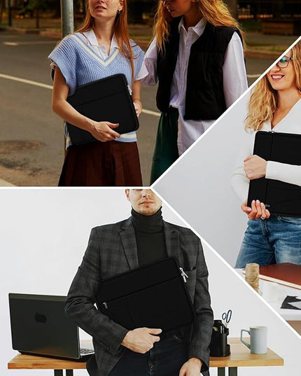 Laptop Sleeve 14 inch, Slim Traveling Laptop Case Cover with Zippered Pocket, Shockproof Protective Carrying Briefcase Computer Bag for 14" MacBook Air/Pro, HP, Dell, Lenovo, Acer, Black