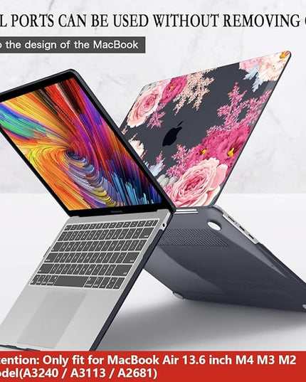 CISSOOK Laptop Cover, Hard Shell Case with Keyboard Cover for MacBook Air 13.6 inch M3 A3113 & M2 A2681, Gorgeous Flowers
