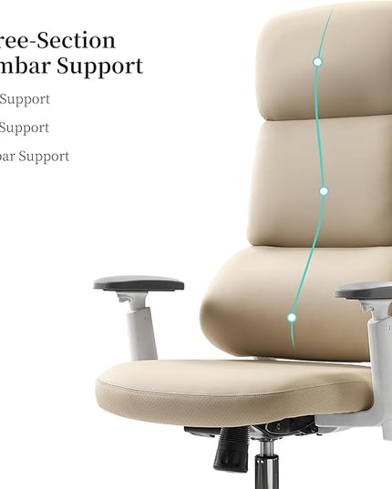 EUREKA ERGONOMIC Remi High Back Office Chair, PU Leather Office Chair with Wheels, Leather Desk Chair, Executive Office Chair Comfy for Home & Office, Beige