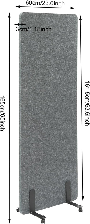 24 x 66 inch Privacy Panel, Soundproof Room Divider W/Wheels, Freestanding Noise Reducing Acoustic Room Wall Divider for Office Sound Proofing & Reducin