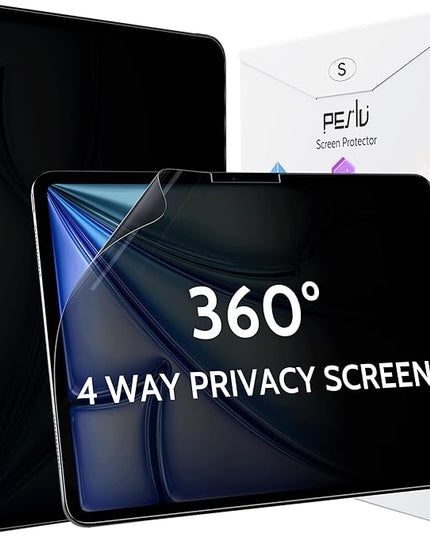 Peslv 360° Privacy Screen for iPad Air 11 Inch 2024/2025 (M2/M3, 6th/7th Gen), Anti Glare Blue Light Spy Filter Private Cover, High Sensitive Bubble-Free Easy Install Black Security Protector