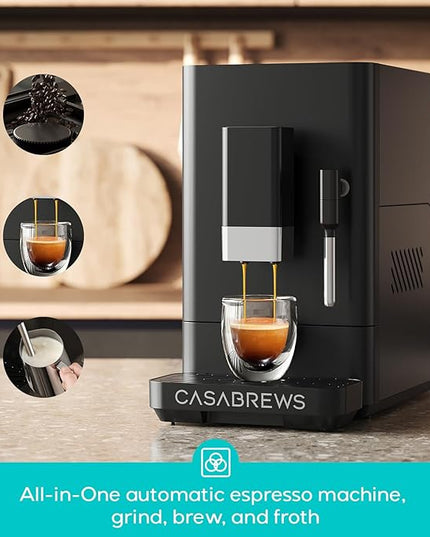 CASABREWS ACAFE Automatic Espresso Machine, 20bar Coffee Maker with Grinder and Milk Frother, Cappuccino Machines for Home or Office, All-in-One Grind and Brew Coffee Maker, Customizable Coffee Volume