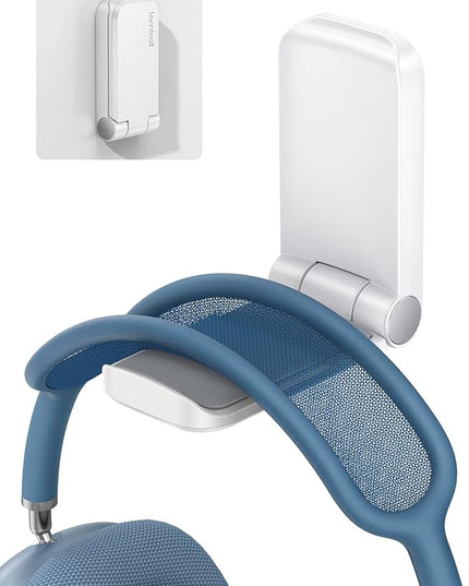 Lamicall Headphone Stand, Sticky Headset Hanger - Adhesive Headphone Holder Hook Mount, Headset Stand Holder Clip Under Desk, Earphone Clamp for Airpods Max, HyperX, Sennheiser, White