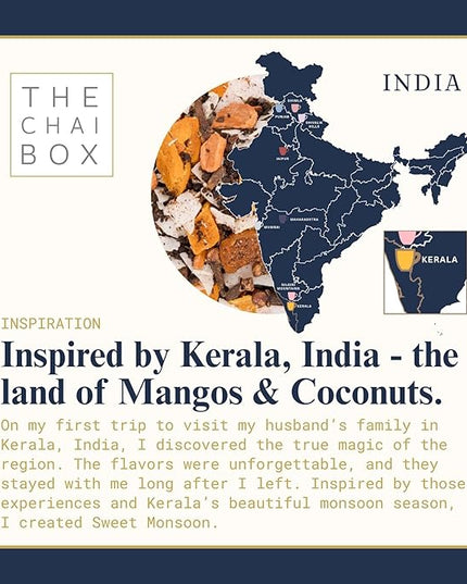 The Chai Box Loose Leaf Mango Tea - Featured in Oprah's Favorite Things | Caffeinated Black Tea with Mango,Coconut, Cinnamon & Clove ( Pack of 1) 2.5 oz | Makes 25 Cups | Small Batch Loose Leaf Tea with Whole, Premium Spices