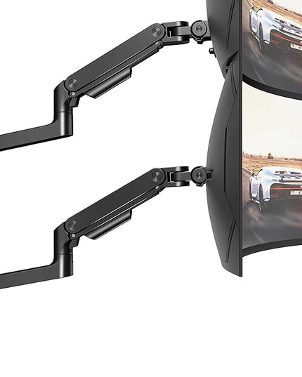 ARES WING Dual Monitor Wall Mount for 17-49 Inch Ultrawide Screens, Heavy Duty Wall Mount Monitor Arm Holds 44 lbs Each, Fully Adjustable Gas Spring Monitor Arm, 75x75/100x100 VESA Mount, Black