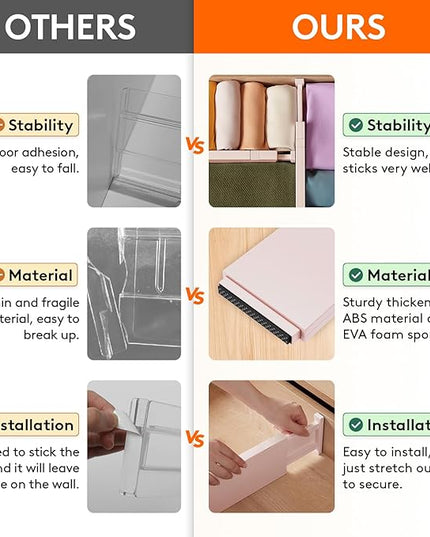Lifewit 24 Pack Drawer Dividers 4" High, 11-17" Adjustable Dresser Drawer Organizers for Clothes, Expandable Dresser Separators in Bedroom/Bathroom/Kitchen/Vanity/Office Organization and Storage,Pink