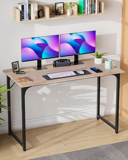 PayLessHere | 47 Inch Computer Desk | Nature | Office Desk with Metal Frame, Adjustable Feet | Water-Resistant, Scratchproof Surface | Sturdy Writing Table for Home Office or Study | Pack of 1