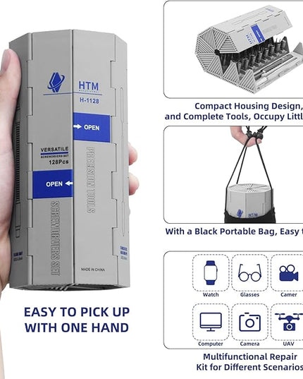 HengTianMei 142 in 1 Precision Screwdriver Set Professional Magnetic Repair Tool Kit for Computer, Laptop, Xbox, Macbook, Game Console (H1128)