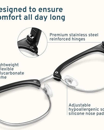racico Computer Blue Light Blocking Glasses Blue Light Glasses Men Women, Anti Blu-Ray Gaming Glasses Lenses