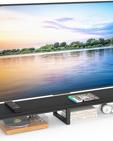 YAOHUOO 59" Large TV Riser for 32-75 inch TV, TV Riser Stand Shelf with Steel Legs, Tabletop TV Stand Riser for Home Office,Black