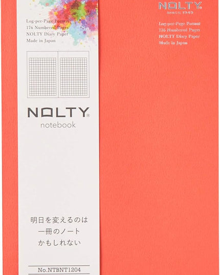 NOLTY Notebook, A5 Log Type, 3.5mm Grid, 176 Pages, Made in Japan, Orange, NTBNT1204