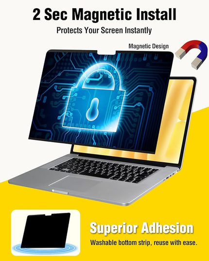 F FORITO Magnetic Privacy Screen Protector Compatible with MacBook Pro 14 inch (2025-2021, M5 M4 M3 M2 M1 Pro Max), Removable 360° Anti Peeping Anti Blue Light Anti Glare Laptop Privacy Screen Shield