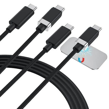 Magtame StayCable 2Pack 3.3FT USB C to USB C Cable, Magnetic Holder for Anti-Drop Cord Management, 60W Fast Charging and Data Sync, Braided Type C Charger Cable for iPhone 17/16, Laptop, Desk, Car