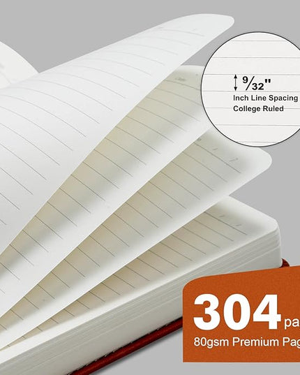 COMIX Lined Journal Notebook - 304 Pages 5.6" x 8.3" College Ruled Thick Journaling Notebook for Women & Men, Fits for Work, Diary, Travel, School, Business, Church, Hardcover, A5, Brown