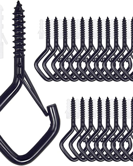 Sexoeie 20PCS Eye Screw Hooks for Hanging Heavy Duty with Safety Buckle.Metal Ceiling Hooks for Hanging Plants,Cup,Wind Chime,Bird Feeders,String Lights at Indoor&Outdoor,2.36 Inch(No Drill Bit)
