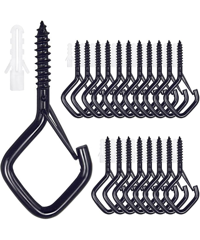 Sexoeie 20PCS Eye Screw Hooks for Hanging Heavy Duty with Safety Buckle.Metal Ceiling Hooks for Hanging Plants,Cup,Wind Chime,Bird Feeders,String Lights at Indoor&Outdoor,2.36 Inch(No Drill Bit)