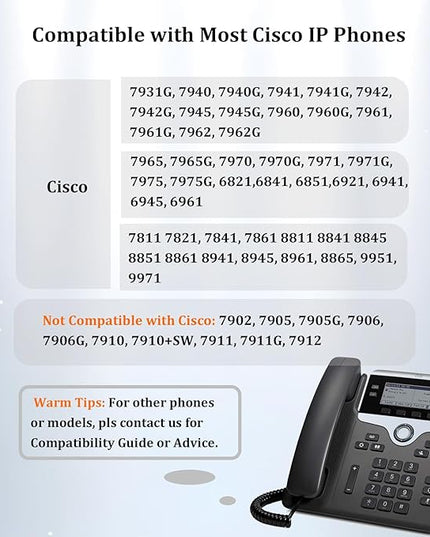Callez RJ9 Cisco Phone Headset for Office Phone with Noise Cancelling Microphone & Mute Switch, Telephone Headset Compatible with Cisco IP Phones 7821 7841 7945 7962 7965 7975 8811 8841 8851 8865