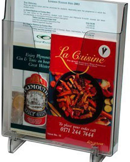 Acrimet Pocket File Holder Vertical Design Brochure Display (for Wall Mount or Countertop Use) (Removable Supports Included) (Letter Size) (Smoke Color)