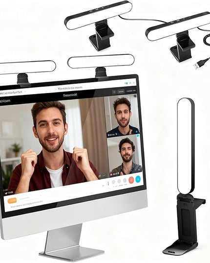 UBeesize Video Conference Lighting, LED Streaming Light for Video Calls, Webcam Light with Adjustable Monitor Mount, Zoom Lighting for Computer, Laptop Ring Light for Video Recording, Double Kit