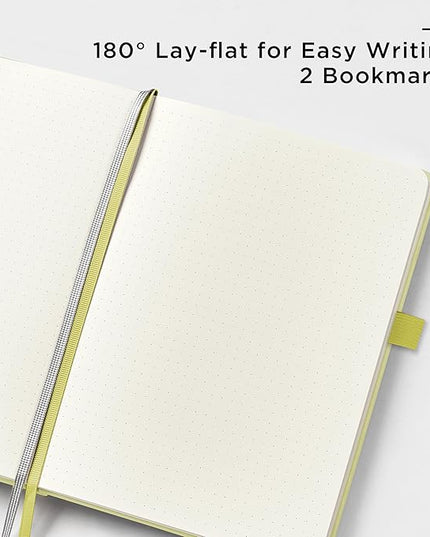 &And Per Se Dotted Journal Notebook, A5 Hardcover Leather Bullet Dotted Journal, 160 Pages 100 gsm Thick Paper, 3 Sheets of Stickers Included - 5.7'' x 8''（Lime Green）