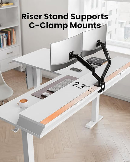 ErGear L Shaped Electric Standing Desk, 63" Ergonomic Corner Height Adjustable Desk with Drawers, Sit Stand Computer Table with Storage for Work Office Home, White