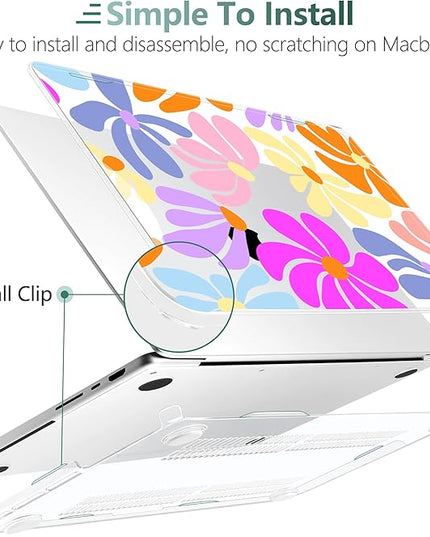 DONGKE Case for M5 MacBook Pro 14 inch 2025 2024-2021 M4 M3 M2 M1, Plastic Hard Shell Cover Compatible with A3434 A3112 A3401 A3185 A2992 A2779 A2442, Retina XDR Display & Touch ID, Power Florals