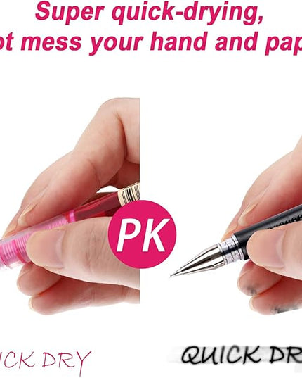 Frienda 12 Pieces Rolling Ball Pens 0.5 mm Japanese Quick Drying Fine Point Pens Liquid Ink Smooth Writing for Office Student Back to School Supplies