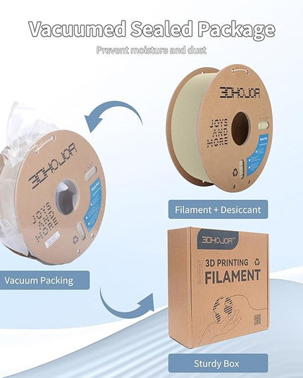 3D Printer Filament Basic PLA Filament 1.75mm 300mm/s 1kg Cardboard Spool Dimensional Accuracy +/- 0.03 mm Fit Most 3D FDM Printer-Bone White