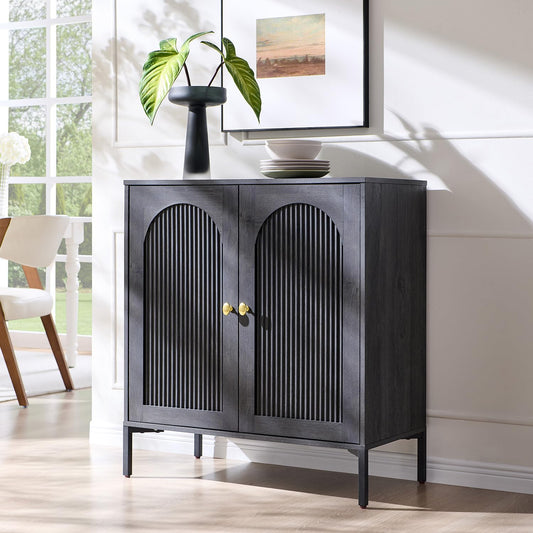 IFGET 34" Tall Modern Arch Sideboard Buffet Cabinet with Storage, Dark Grey
