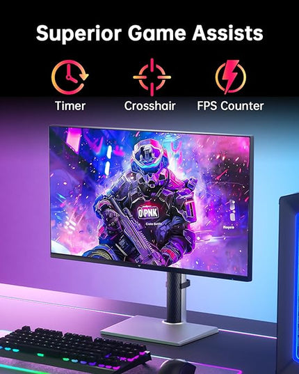 KTC 27 Inch White Gaming Monitor 300Hz/320Hz, QHD 1440P Fast IPS Computer Monitor with Adaptive FreeSync, HDR400, Height/Pivot/Swivel/Tilt Adjustable, DP&HDMI, H27E6