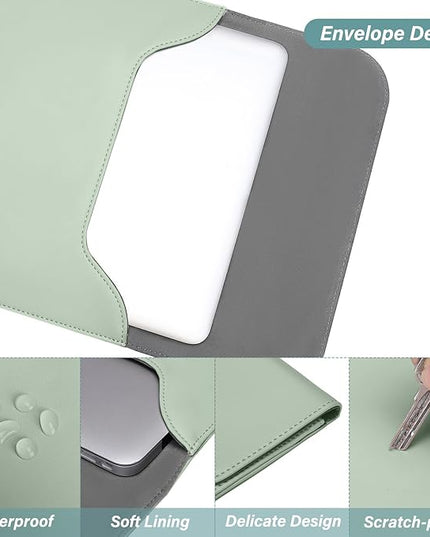 MOSISO Laptop Case 13 inch, 13 inch Laptop Sleeve Compatible with MacBook Air M4 M3 M2 M1 2025-2018 / Pro M2 M1 2025-2016, Faux Suede Leather Case with Small Bag, Mint Green