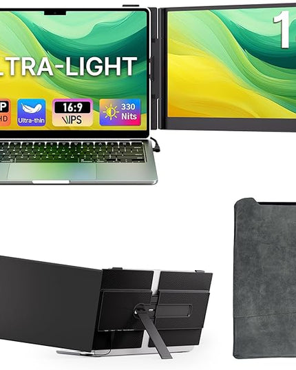 Helpnight 14" Laptop Screen Extender - Ultra Light 1.31lbs FHD 1080P IPS Portable Monitor for Laptops, Attachment Plug & Play Travel Dual Extra Display for 13"-17" Windows/Mac