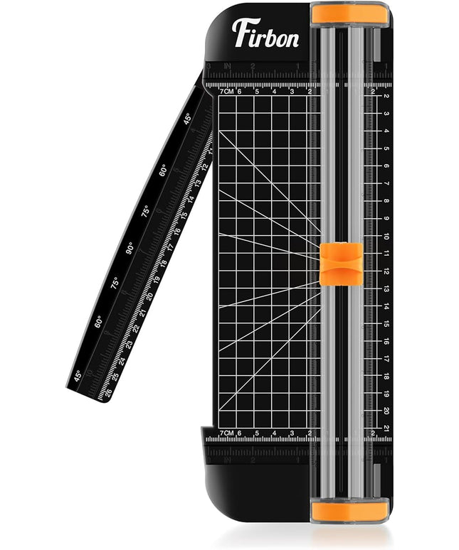 Firbon Black A5 Paper Cutter, Straight Small Paper Trimmer with Side Ruler for Scrapbooking Craft, Paper, Coupon, Label, Cardstock