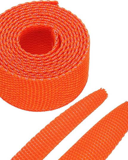 MECCANIXITY Braided Cable Sleeves Heat Shrinkable Fabric Sleeving, 1/2" 3ft Orange 2:1 Ratio Heat Shrinkable Cord Protector for Harness Cable, Network Cable Protection, Cable Management