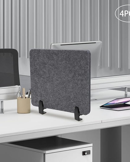 4 Pack Acoustic Desk Divider 21 x 16 Inch No Drilling Clamp-On Privacy Shields Panel Freestanding Desk Divider Desktop Sound Proof Dividers for Office Libraries School Student Desks