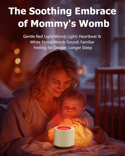 PureNurt Baby White Noise Machine: Red Light Therapy Sleep Sound Machine with 38 Soothing Sounds & Calming Womb Soother Shusher, Memory Function, Dimmable Nursery Night Light with Timer, Baby Gift