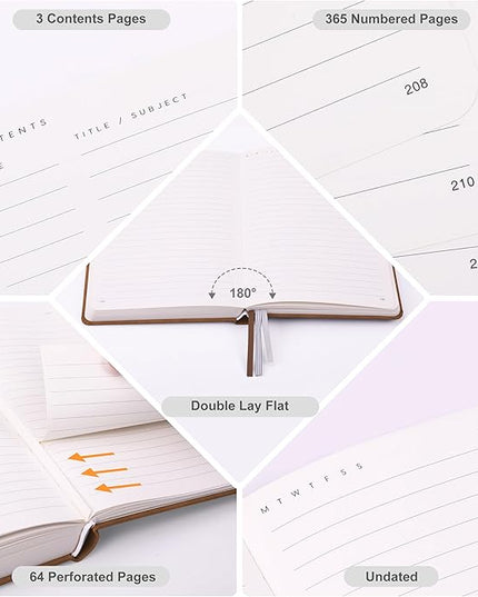 &And Per Se Lined Journal Notebook, 365 Pages, A5, 5.7'' x 8'' 100GSM Thick Paper, Journals for Writing, Hardcover Notebooks for Women Men (Brown)