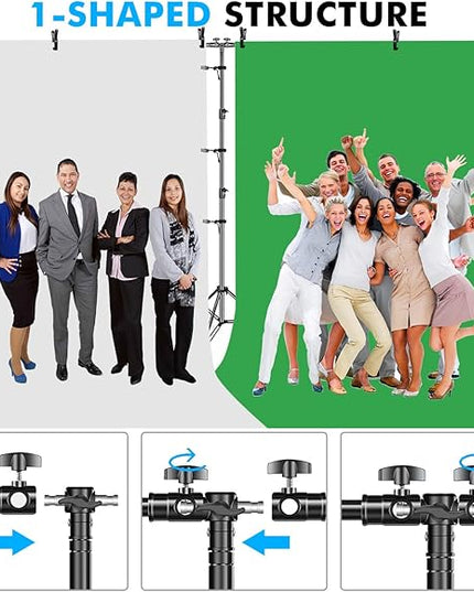 SLOW DOLPHIN Photo Video Studio 20ft (Wide) x 10ft (Tall) Heavy Duty Adjustable Width & Length Photography Backdrop Stand Background Support System Kit with Spring Clamps , Backdrop Clips, Carry Bag