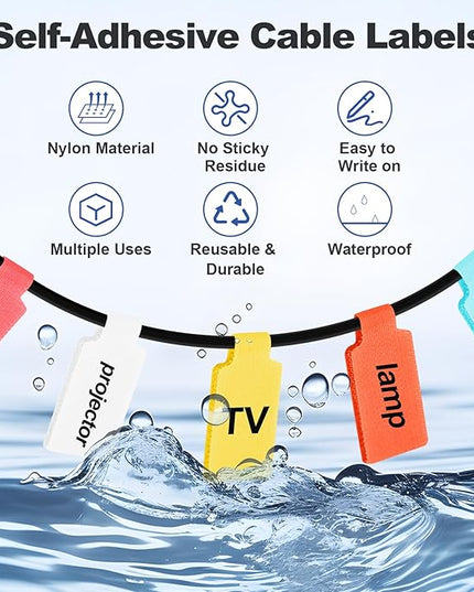 40 Pack Cable Labels Tags, Multi-Color Write On Wire Cord Tags and Charger Labels Waterproof for Cable Management and Identification Electronics (Oval)